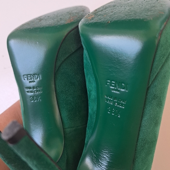 FENDI women's pumps emerald green size 36 1/2‎ Made In Italy - Picture 10 of 12